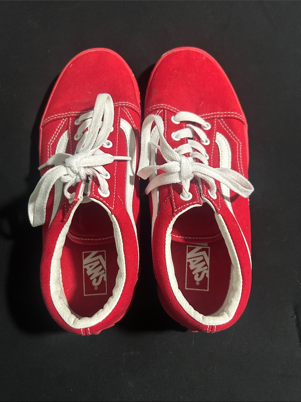 Vans Red Canvas Low-Top Sneakers with White Accents